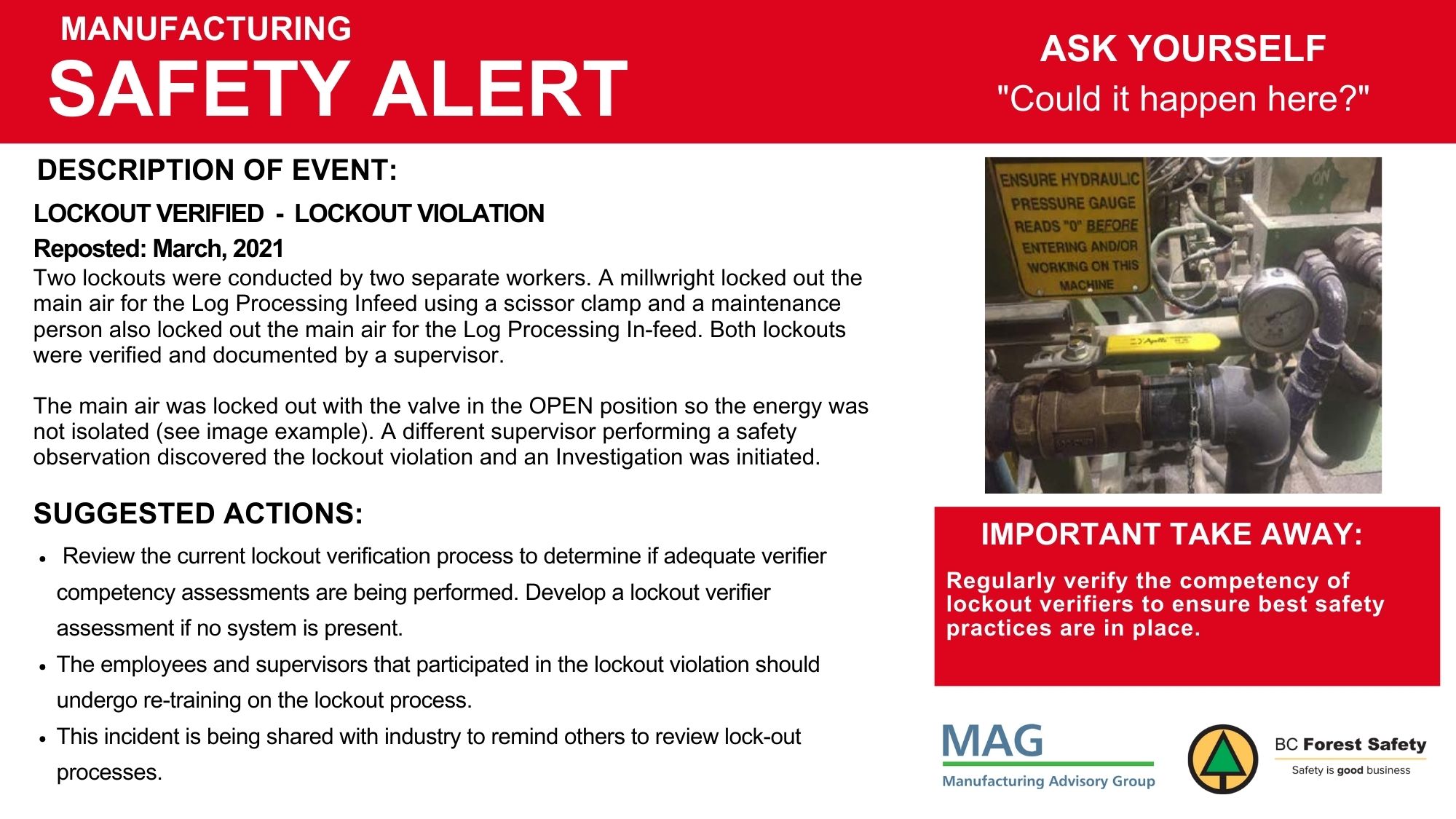MAG Safety Alert Lockout Verified Lockout Violation The BC Forest